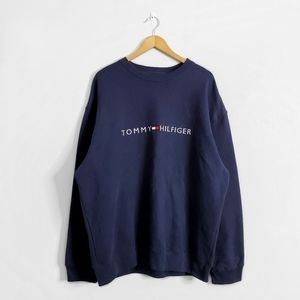 NWT TOMMY HILFIGER Navy Blue Embroidered Crewneck Sweatshirt